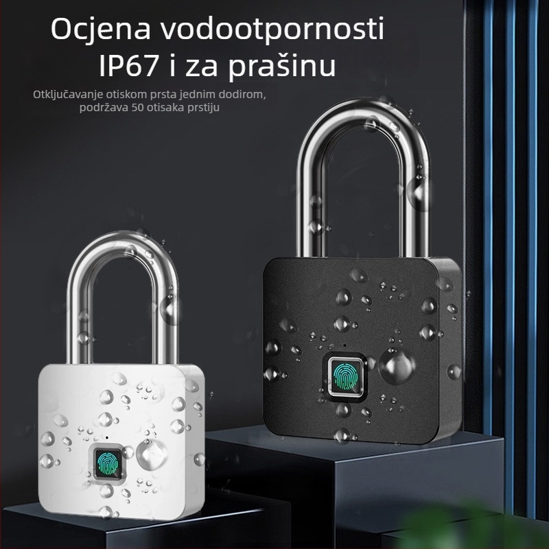 Mervin Type C sigurnosni brava s prepoznavanjem otiska prsta – legura čelika, U‑oblik, za ormariće, domove, fitness i skladišta