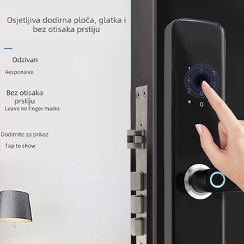 Poluautomatska pametna brava za vrata s otiskom prsta, čitačem kartica i lozinkom – za ulazna vrata kuće ili hotela