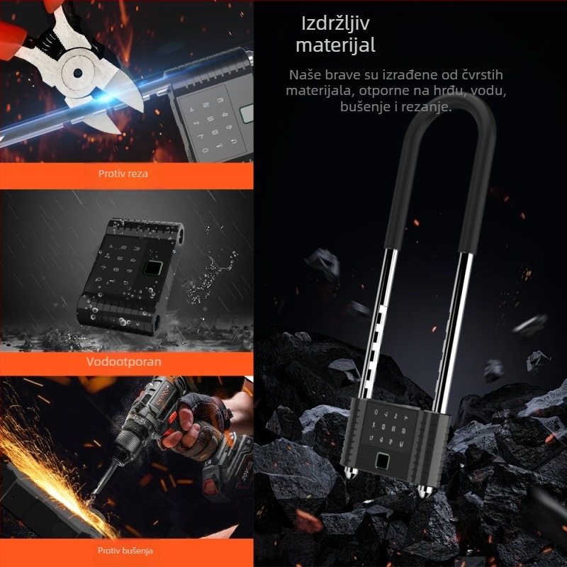 Dvostruka brava s otiskom prsta protiv krađe (US001; pohrana otisaka 1–100; otključavanja >100000; skeniranje 1–2 s; postotak falsifikata 0,001%)