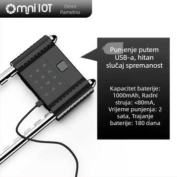 U-oblika digitalni zaključavač za vrata s otiskom prsta i elektroničkim kodom | Materijal: legura + ABS plast | Pogodno za protivkrađu vrata, staklena vrata, uredske i trgovinske prostore