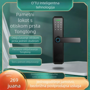 OX8 Pametna brava s otiskom prsta, Bluetooth lozinkom i magnetskom kartom – napajanje 4 AA baterije, kompatibilna s vratima od stakla, drveta, čelika i aluminija