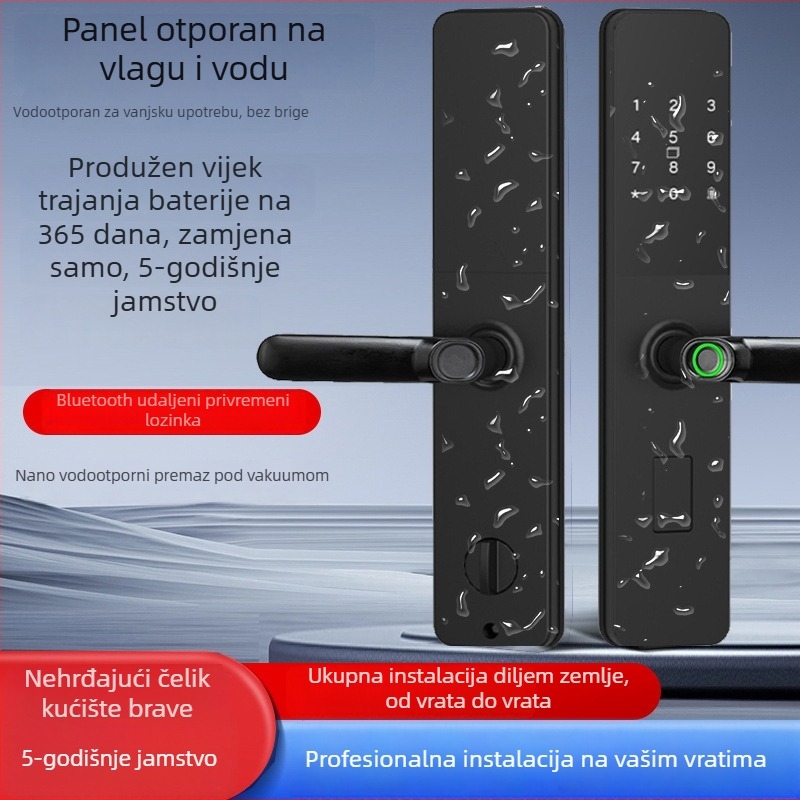 Pametna brava s otiskom prsta i lozinkom, model K25, vodootporna i otporna na vlagu, napajanje DC, skeniranje <1000 ms, vijek trajanja 100000 ciklusa