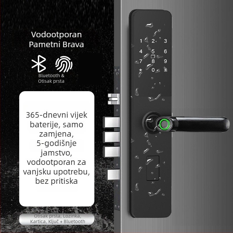 Pametna brava s otiskom prsta i lozinkom, model K25, vodootporna i otporna na vlagu, napajanje DC, skeniranje <1000 ms, vijek trajanja 100000 ciklusa