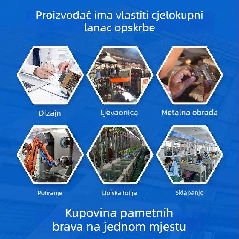 W617 Pametna brava s automatskim kliznim poklopcem, kapacitet otisaka prstiju 100, vrijeme skeniranja 0,25 s, više od 100000 ciklusa otključavanja, pogodna za drvena, sigurnosna, bakrena i nehrđajuća vrata