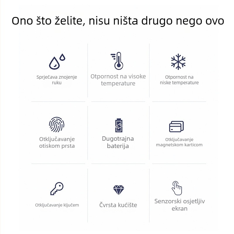 W617 Pametna brava s automatskim kliznim poklopcem, kapacitet otisaka prstiju 100, vrijeme skeniranja 0,25 s, više od 100000 ciklusa otključavanja, pogodna za drvena, sigurnosna, bakrena i nehrđajuća vrata