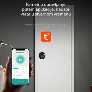 Pametna brava s otiskom prsta i Bluetooth za unutarnja vrata – 20 mjesta za otiske, više od 100000 otključavanja, skeniranje 0,14 s, radna temperatura -20 do 70°C, vlažnost do 70%