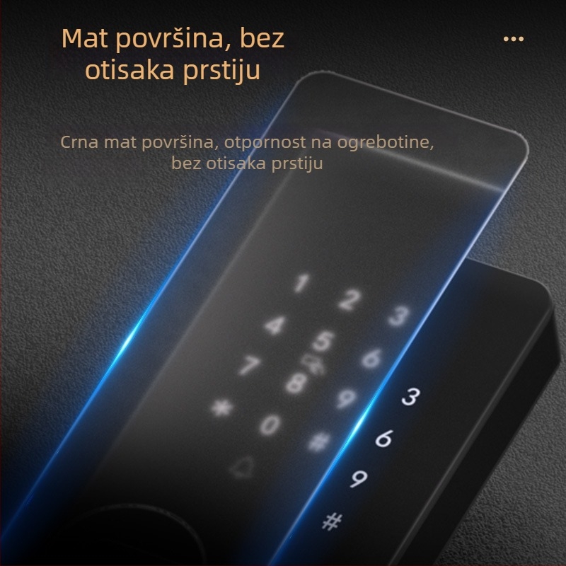 Bork V10S Pametna brava za vrata s otiskom prsta, 100 pohranjenih otisaka, 1.000.000 otključavanja, skeniranje 0,001 s, lažno prihvaćanje 0,01%, radna temperatura -10 do 65°C