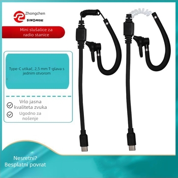 Zhongchen Mini Kabel za slušalice za walkie-talkie, Type-C priključak, ušni dizajn, protiv smetnji, jasan zvuk