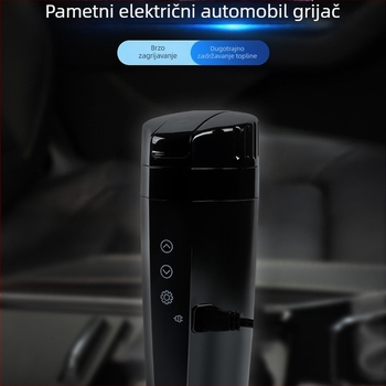 Automobilski električni grijač vode u šalici, 12V–24V universalno, 80W, CS-008, nehrđajući čelik i plastika