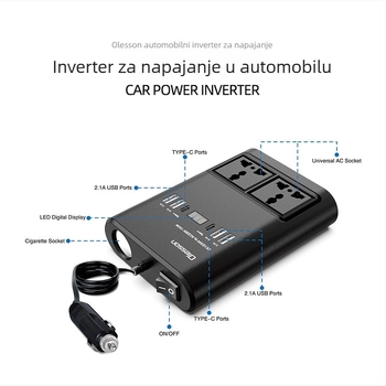 Automobilski inverter 150W, AC 220V, višenamjenski konverter napajanja s CNC detekcijom (Model 1662)