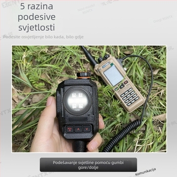 Senheix Ručni mikrofon za radio-stanicu s SOS lampom, protuklizni, litijeva baterija, doseg do 1,5 km