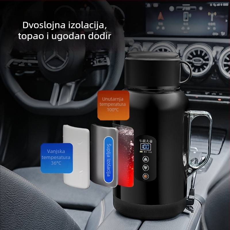 Automobilski električni kuhalo za vodu, nehrđajući čelik, 12V/24V, model XF-YH15A, 50-200W, prikladno za kamione