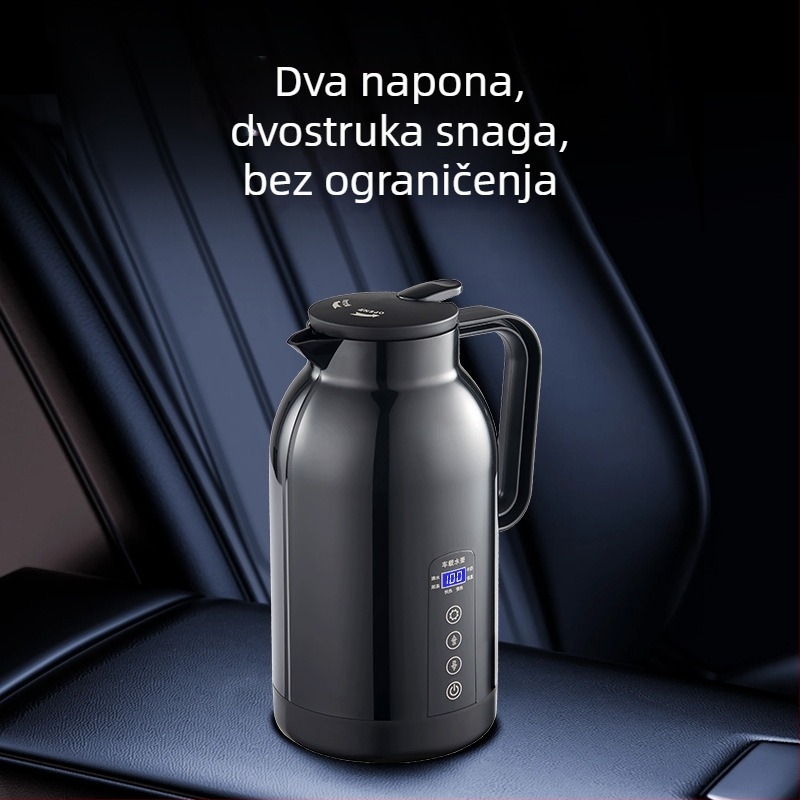 Automobilski električni kuhalo za vodu, 1.1 L kapaciteta, unutrašnjost od nehrđajućeg čelika, 12V/24V, podesiva snaga, model Xf-h13a