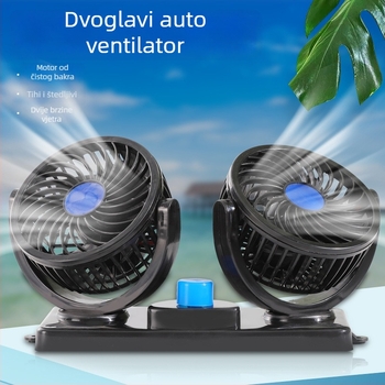 Mars automobilni ventilator, dvostruka glava USB, 12/24V, plastični