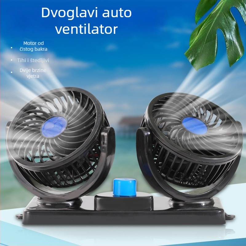 Mars automobilni ventilator, dvostruka glava USB, 12/24V, plastični