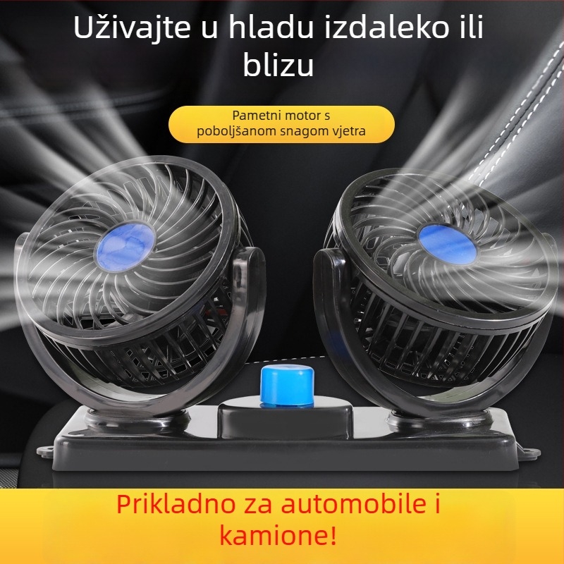 Mars automobilni ventilator, dvostruka glava USB, 12/24V, plastični