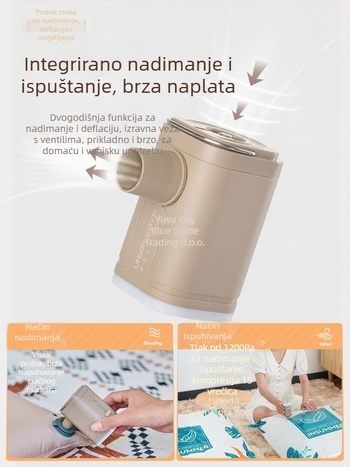 Električna vanjska pumpa za kampiranje s funkcijom nadihavanja i ispuhivanja - prenosiva za zračni madrac, šator, kauč i plivački prsten, višenamjenska (Zračni krevet; Kompozitni materijal; Težina: Drugo; Maksimalna nosivost: Drugo)