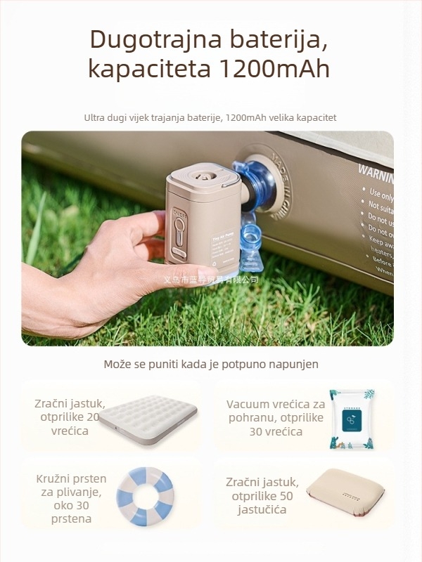 Električna vanjska pumpa za kampiranje s funkcijom nadihavanja i ispuhivanja - prenosiva za zračni madrac, šator, kauč i plivački prsten, višenamjenska (Zračni krevet; Kompozitni materijal; Težina: Drugo; Maksimalna nosivost: Drugo)