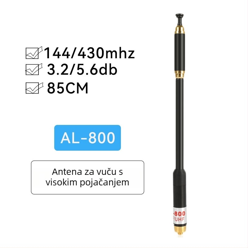 AL-800 Interkom antena, visoki dobitak, UV dvodijelna rod antena, domet 1,5–3 km, bez baterija, protiv smetnji