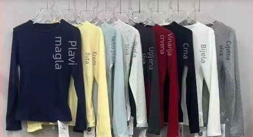 Ženska majica s dugim rukavima, slim fit, okrugli izrez, jednobojna, Modal-Spandex materijal