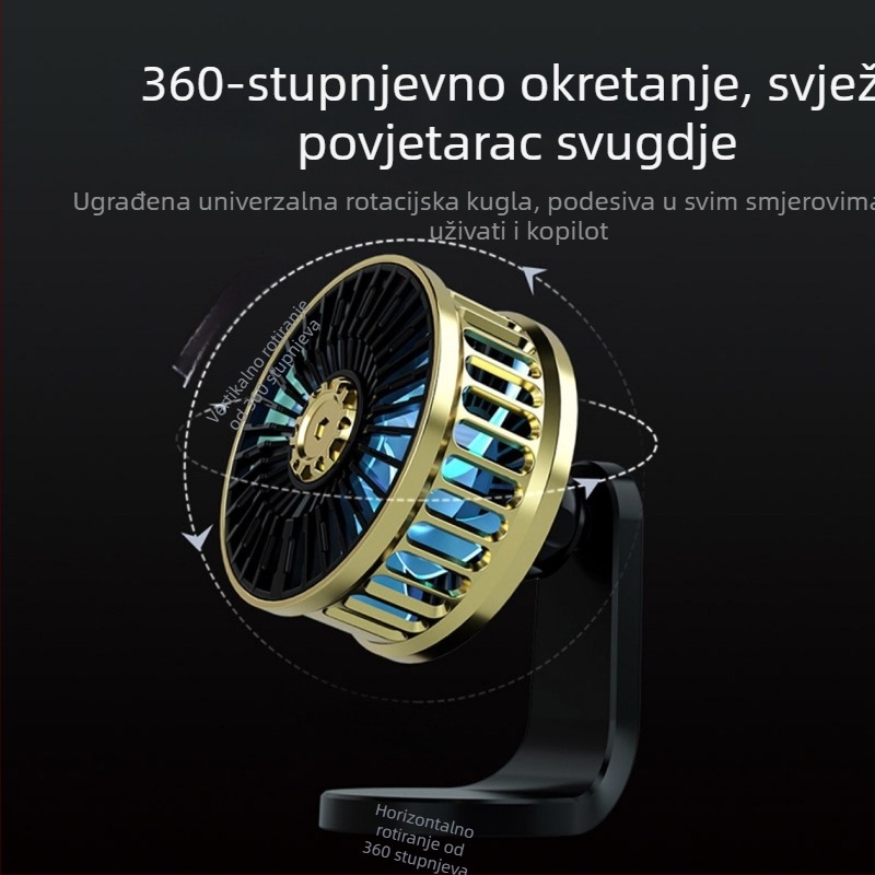 Automobilski ventilator F210 USB, dvostruki motor, 5V, ABS + pločica s obvodom, za automobil i kućnu upotrebu
