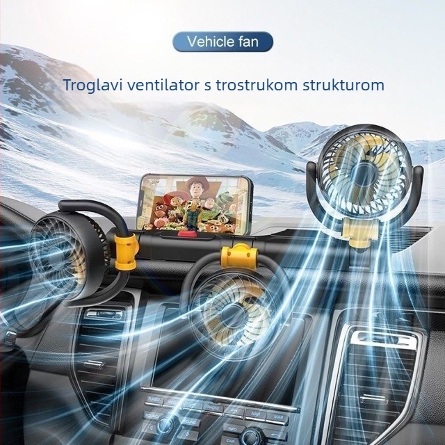Automobilski ventilator s tri glavama, sklopivi, snažan protok zraka, model F4505