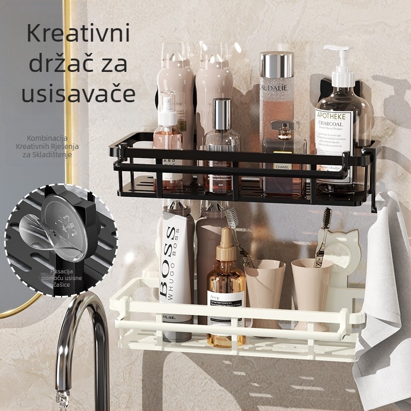 Držač za ručnike na zidu sa usisnom čašom, bez bušenja, kupaonica, plast HL-058