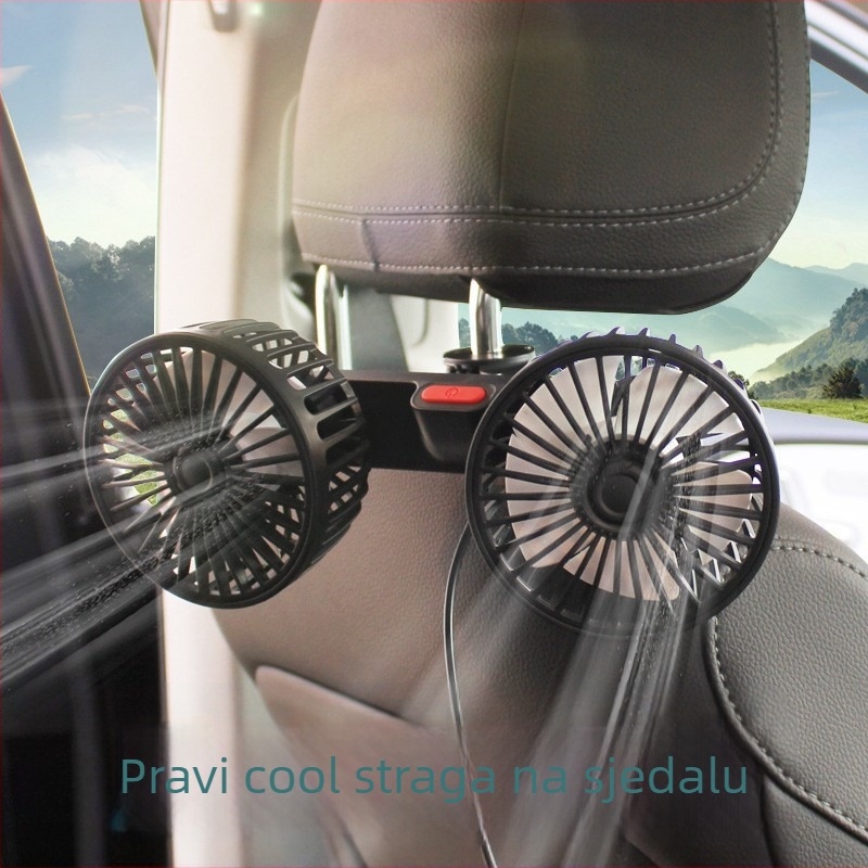 Automobilski ventilator - USB napajan, za stražnje sjedalo, univerzalni, snažan, višestruke namjene