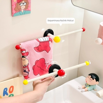 Zidni držač za ručnike u kupaonici, bez bušenja, ABS/PP materijal, polica za pohranu