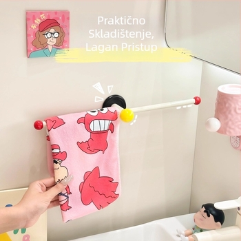 Zidni držač za ručnike u kupaonici, bez bušenja, ABS/PP materijal, polica za pohranu