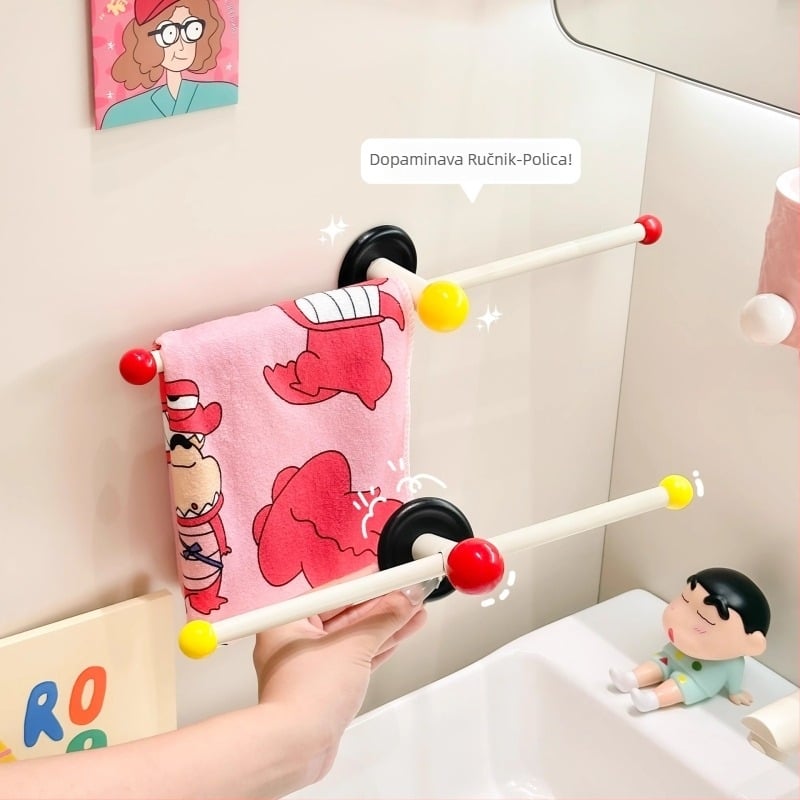 Zidni držač za ručnike u kupaonici, bez bušenja, ABS/PP materijal, polica za pohranu