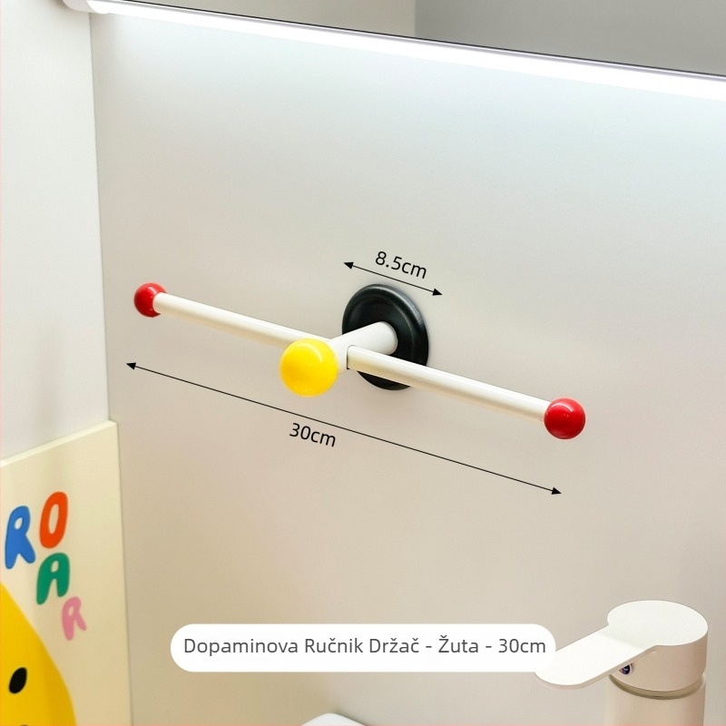 Zidni držač za ručnike u kupaonici, bez bušenja, ABS/PP materijal, polica za pohranu