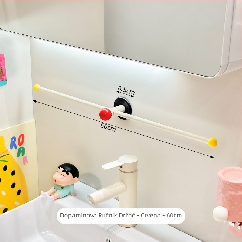 Zidni držač za ručnike u kupaonici, bez bušenja, ABS/PP materijal, polica za pohranu