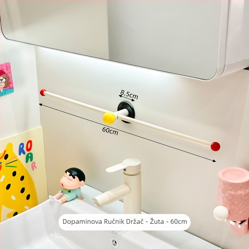 Zidni držač za ručnike u kupaonici, bez bušenja, ABS/PP materijal, polica za pohranu