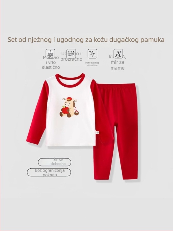Dječji kućni komplet za Novu godinu u godini zodijaka, 95% pamuk s Lycrom, antibakterijski, unisex, uzrast 3–8 godina