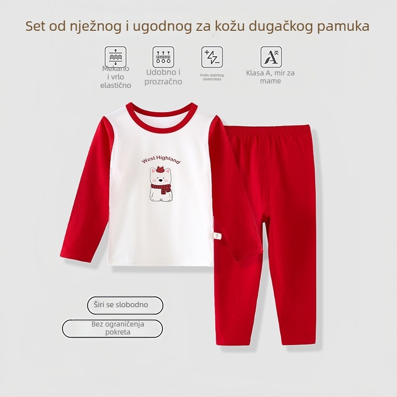 Dječji kućni komplet za Novu godinu u godini zodijaka, 95% pamuk s Lycrom, antibakterijski, unisex, uzrast 3–8 godina