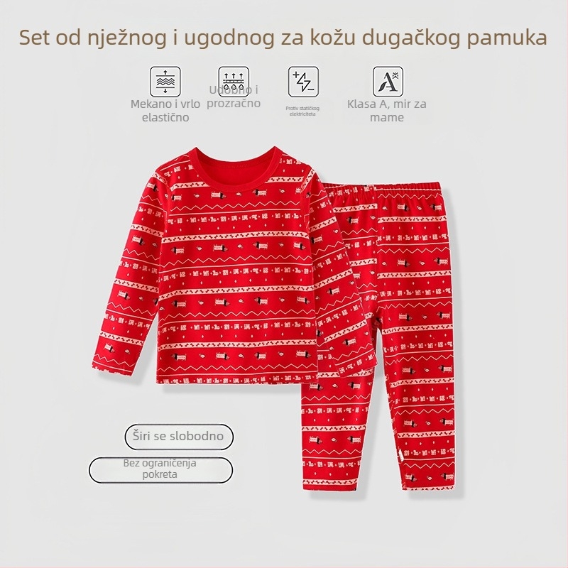 Dječji kućni komplet za Novu godinu u godini zodijaka, 95% pamuk s Lycrom, antibakterijski, unisex, uzrast 3–8 godina
