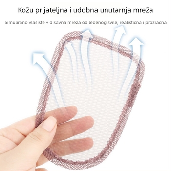 Gornji dio perike od pravih vlasi, Qi bangs, prozračan i lagan, može se obojati, pokriva sive vlasi