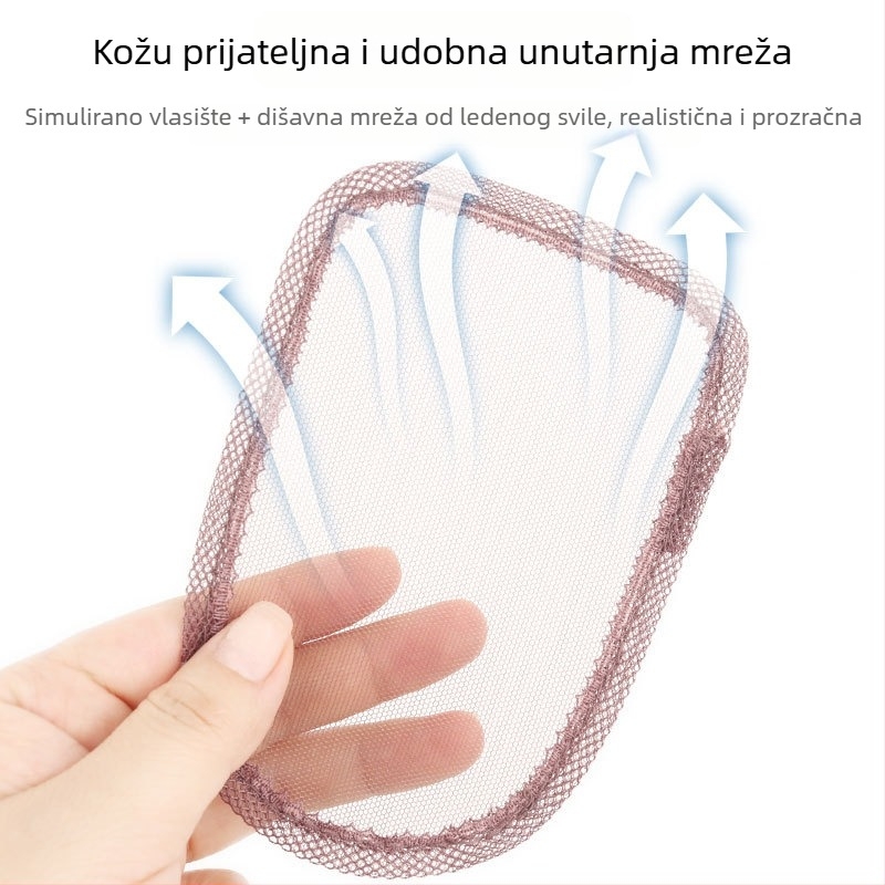 Gornji dio perike od pravih vlasi, Qi bangs, prozračan i lagan, može se obojati, pokriva sive vlasi