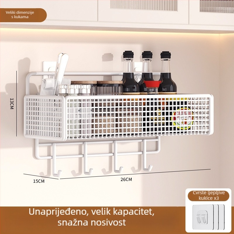 Langcheng Zwj-99 zidni skladišni rega za kupaonicu, nosivost 20 kg, jedan nivo, montaža bez bušenja