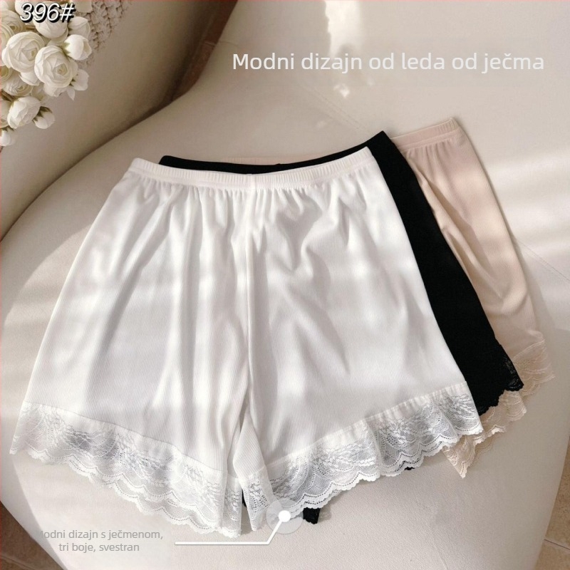 Ženske sigurnosne šorceve od ice silk s čipkom, prozračne, tanke, opuštenog kroja, Capri duljine