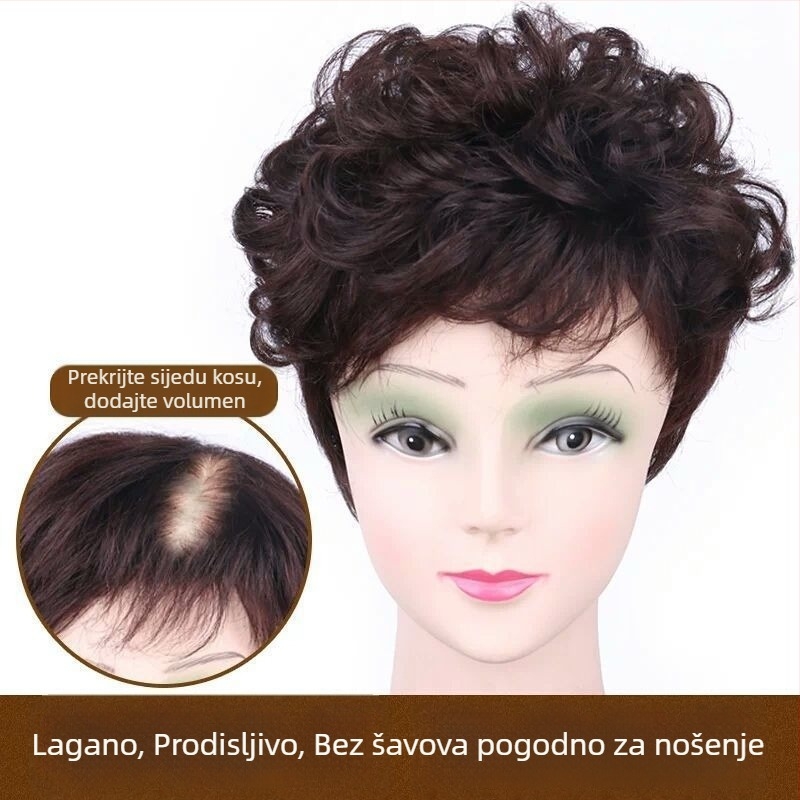 Ženska perika, kratka kovrčava kosa s prirodnim izgledom, jednovrstni volumen blok, vlakna otporna na visoke temperature, mehanička tehnologija, model 3110