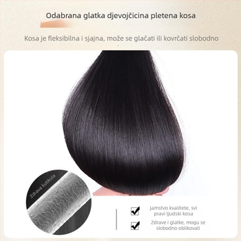 Topper za kosu za žene - ručno pleteni pravi ljudski kos, ravni dio 25–40 cm, povećava volumen i pokriva sijedu kosu, može se bojati i kovrčati, model 10131315