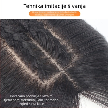 Gornja paruka od pravih ljudskih vlasi, prozračna dijamantna mreža, ravne vlasi, može se bojiti
