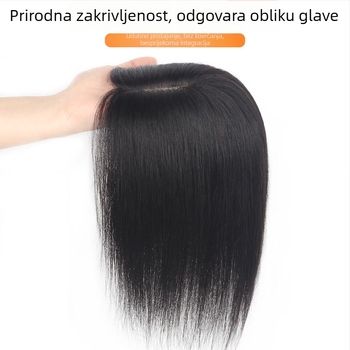 Gornja paruka od pravih ljudskih vlasi, prozračna dijamantna mreža, ravne vlasi, može se bojiti