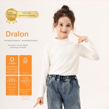 Dječja termalna majica s polu-visokim ovratnikom, vertikalne pruge, unisex, za djecu 3–8 godina, proljeće i jesen
