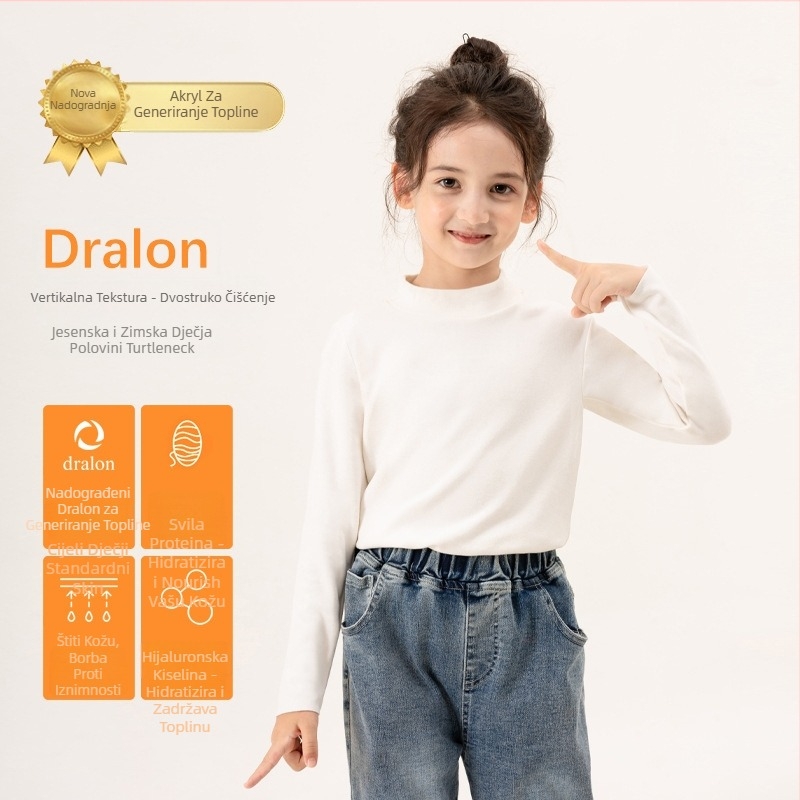 Dječja termalna majica s polu-visokim ovratnikom, vertikalne pruge, unisex, za djecu 3–8 godina, proljeće i jesen