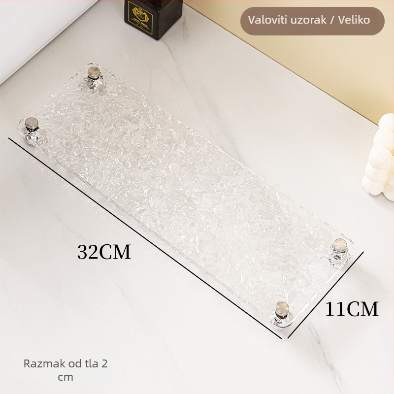 Plastični kupaonski stalak za kozmetiku na ploči, polirani završni sloj, 1 razina, stil light luxury, nosivost 1-5 kg