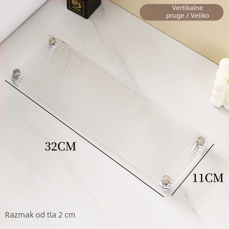 Plastični kupaonski stalak za kozmetiku na ploči, polirani završni sloj, 1 razina, stil light luxury, nosivost 1-5 kg
