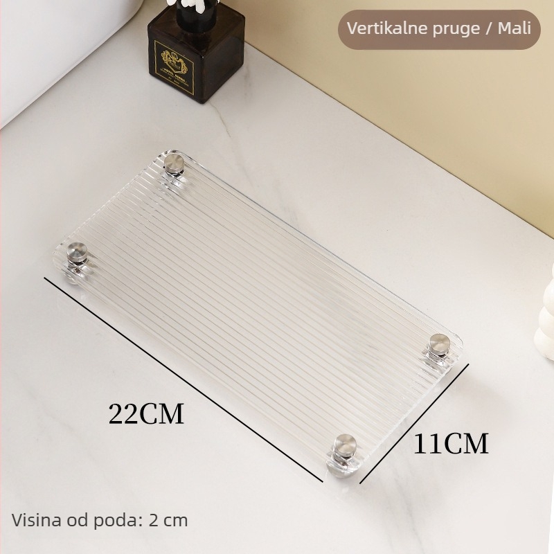 Plastični kupaonski stalak za kozmetiku na ploči, polirani završni sloj, 1 razina, stil light luxury, nosivost 1-5 kg